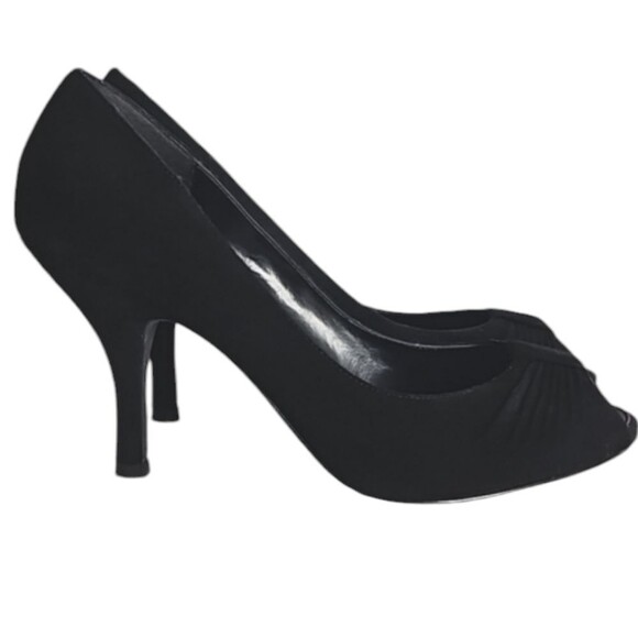 Nickles Soft Leather Black Upper Pump Peeptoe Shoes Size 9M - Picture 1 of 14